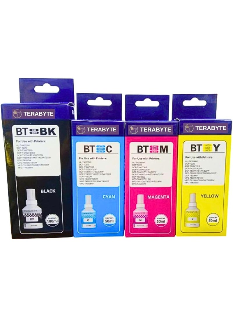 Terabyte BTD60 BT5000 Ink Bottle for DCP-T300 T310W T500W T520W T220 T226 T710W T700W T420W T425W T426W T428W T720DW T725DW T820DW T825DW MFC-T800W T810W T910DW T920DW T925DW T4500DW HL-T4000DW 4colors - Image 1