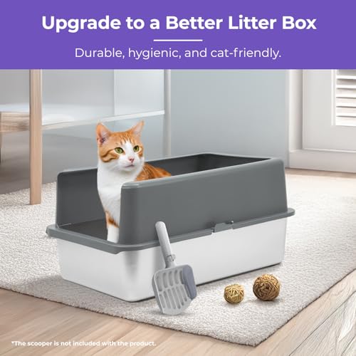 iPrimio XL Stainless Steel Litter Box with Lid - High-Sided Metal Litter Box with Enclosure for Big Cats - Easy to Clean, Rust-Resistant, and Durable - Never Absorbs Odors - 23.5 x 15.5 x 6 in - Image 2