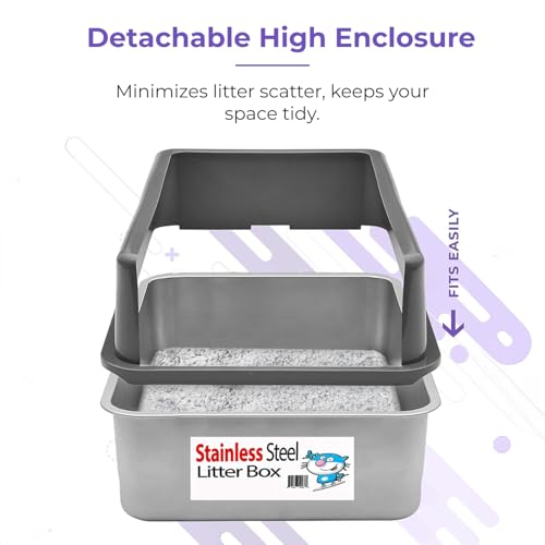 iPrimio XL Stainless Steel Litter Box with Lid - High-Sided Metal Litter Box with Enclosure for Big Cats - Easy to Clean, Rust-Resistant, and Durable - Never Absorbs Odors - 23.5 x 15.5 x 6 in - Image 5