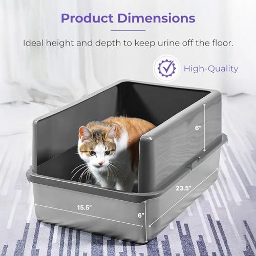 iPrimio XL Stainless Steel Litter Box with Lid - High-Sided Metal Litter Box with Enclosure for Big Cats - Easy to Clean, Rust-Resistant, and Durable - Never Absorbs Odors - 23.5 x 15.5 x 6 in - Image 3