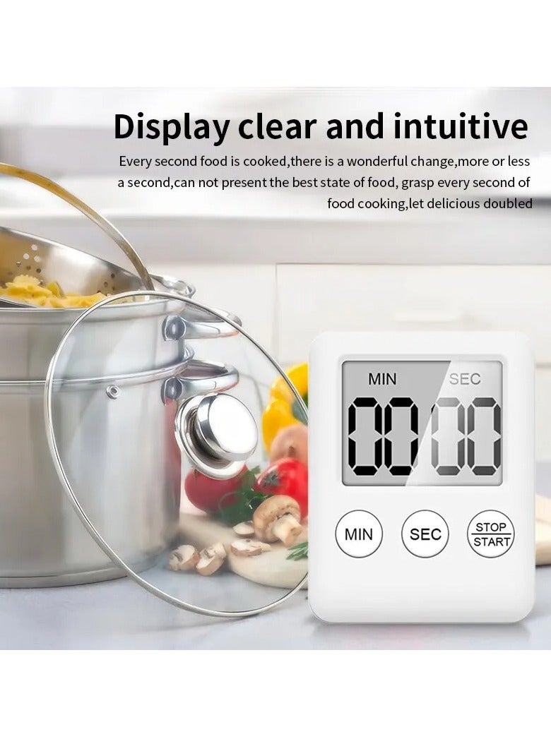 AROAQ Digital Timer, 1pc Small Count Down/up Clock with Magnetic Attachment, Big LCD Display Loud Sounds Minute Second Kitchen Timer for Games, Cooking, Classroom, (White)  - Image 2