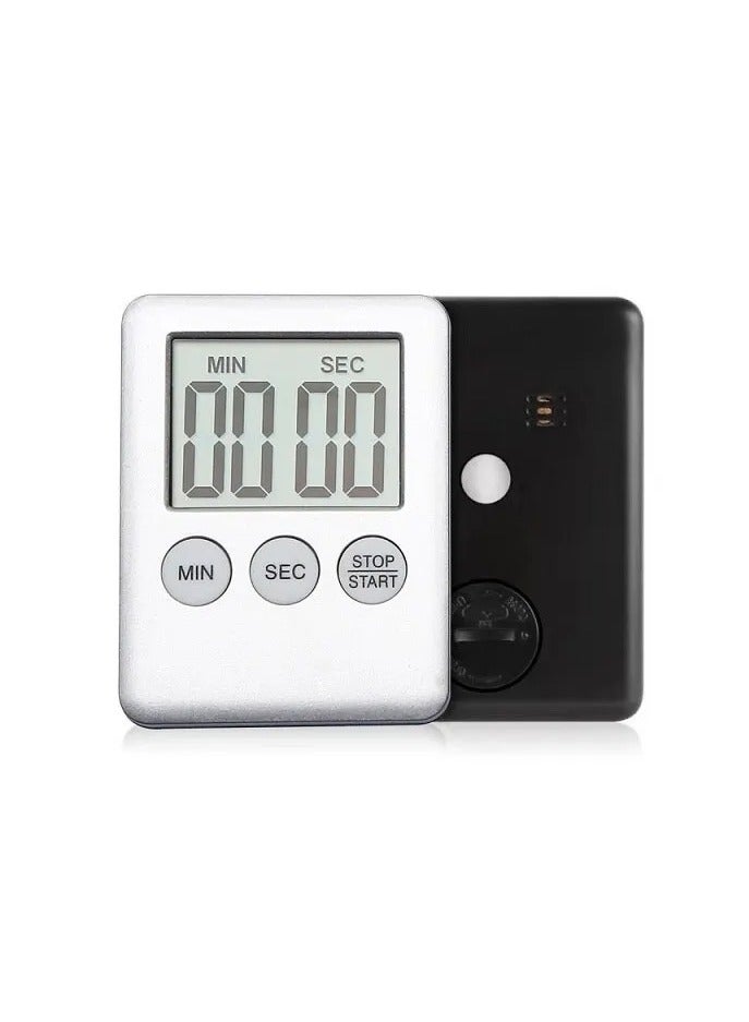 AROAQ Digital Timer, 1pc Small Count Down/up Clock with Magnetic Attachment, Big LCD Display Loud Sounds Minute Second Kitchen Timer for Games, Cooking, Classroom, (White)  - Image 1