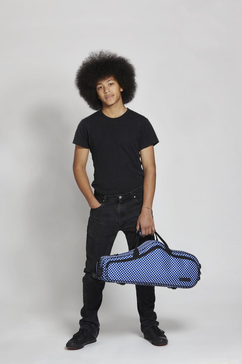 Beaumont Alto Saxophone "Blue Polka Dot" Alto Saxophone Case - Alto Sax Lightweight Alto Sax Case - Professional Saxophone Backpack Case - Alto Sax Gig Bag - Sax Alto - Image 2