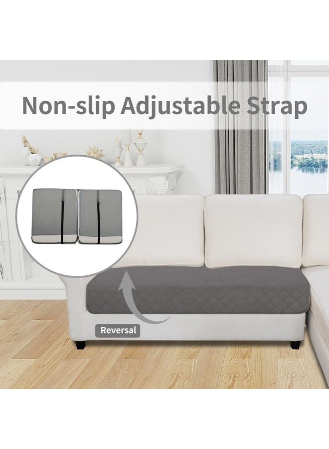 Easy-Going Reversible L Shape Sectional Couch Cover 30 x 50 inches Rectangular Chaise Lounge Cover Loveseat Cushion Cover Furniture Protector for Pets Dog Cat (Gray/Light Gray) - Image 3