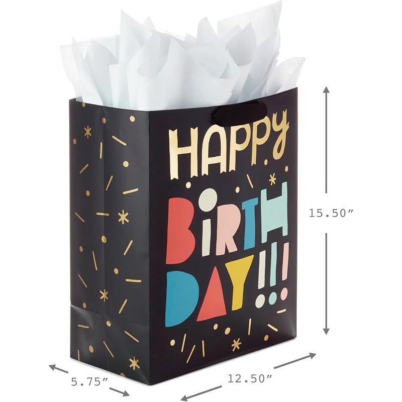 Hallmark 5EGB6054 Assorted Birthday Gift Bag, White and Kraft, Pack of 3 2 Lg/1 Med 5EGB6424 - Image 3