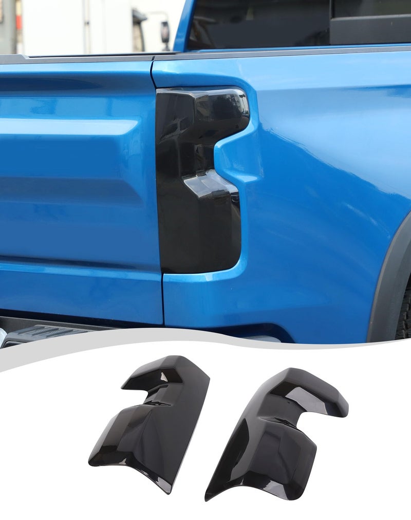 Hoolcar Tail Light Lamp Cover Guard Trim Bezel Frame Decor Exterior Accessories Compatible with Chevrolet Silverado 2022 2023 2024 2025 Smoked Black