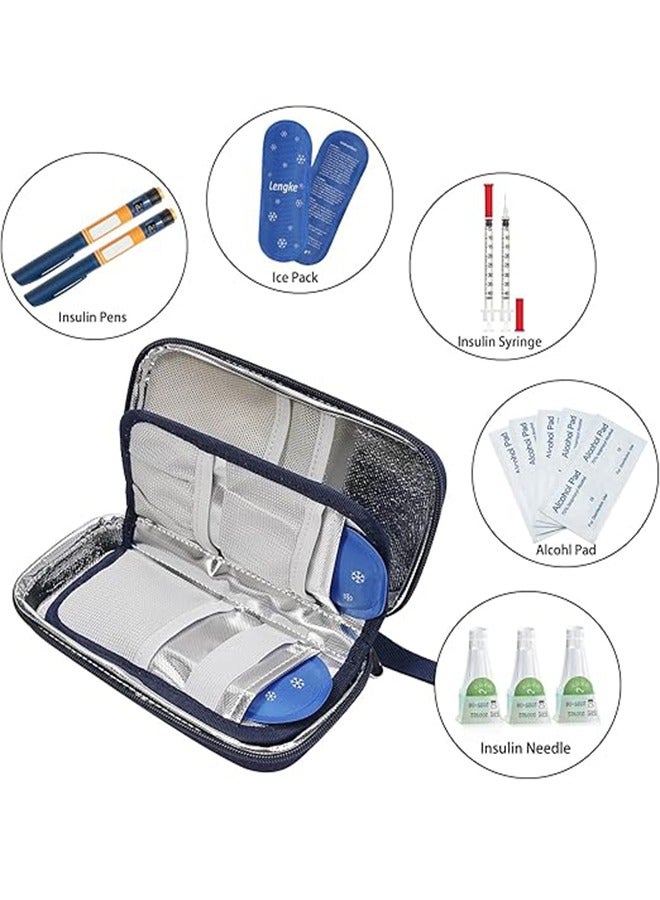 Leng Ke Insulin Cooler Travel Case, Insulated Pouch for Insulin Refrigerated Medicine Organizer Bag Carrying Case Storage Bag with 2 Ice Pack（Navy blue） - Image 4