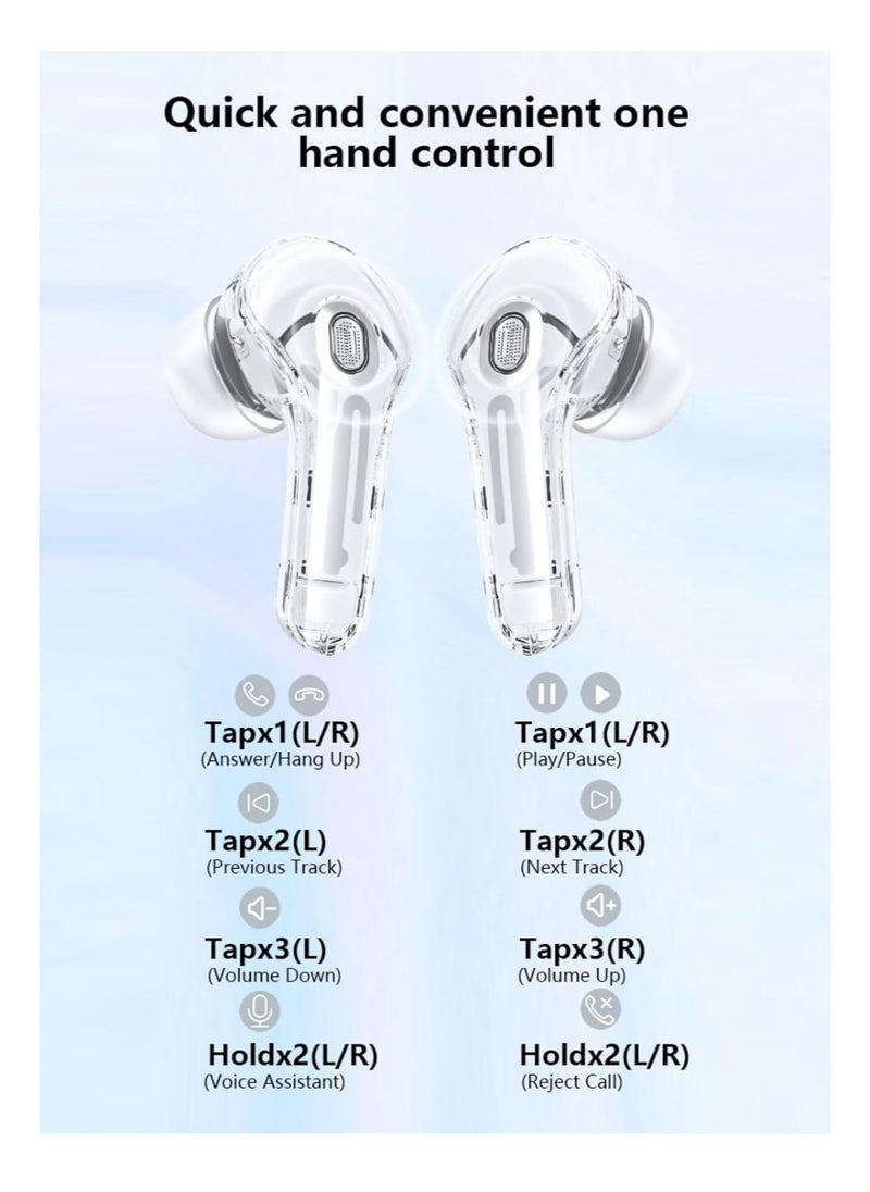 Generic - TWS Wireless Bluetooth Earphones, Transparent Design with Digital Display to Know the Charging Level, High Definition Stereo Gaming Headphones with Built-in Mic, with Touch Control Technology for the Earphone - Pink - Image 1