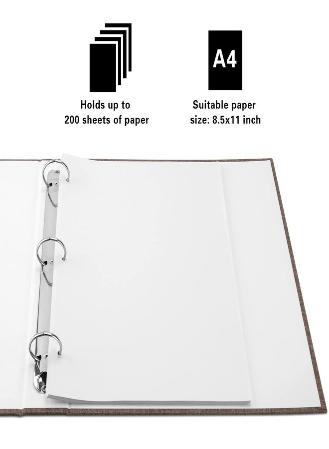 Homakover 3 Ring Binder, A4 Fabric Cover Round Ring Durable Binder for 3-Hole Letter Size Paper, Decorative Organizer Holds 200 Sheets Letter Size 8.5'' x 11'' Paper, for Office Home - Image 2