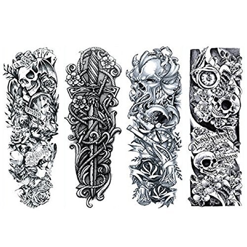 ULTNICE Extra Large Flower Temporary Tattoo Stickers 4 Sheets Waterproof Full Arm Body Art for Scar Coverage Festival and Party Use - Image 3