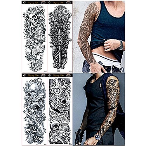 ULTNICE Extra Large Flower Temporary Tattoo Stickers 4 Sheets Waterproof Full Arm Body Art for Scar Coverage Festival and Party Use - Image 2