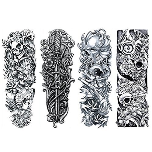 ULTNICE Extra Large Flower Temporary Tattoo Stickers 4 Sheets Waterproof Full Arm Body Art for Scar Coverage Festival and Party Use - Image 1