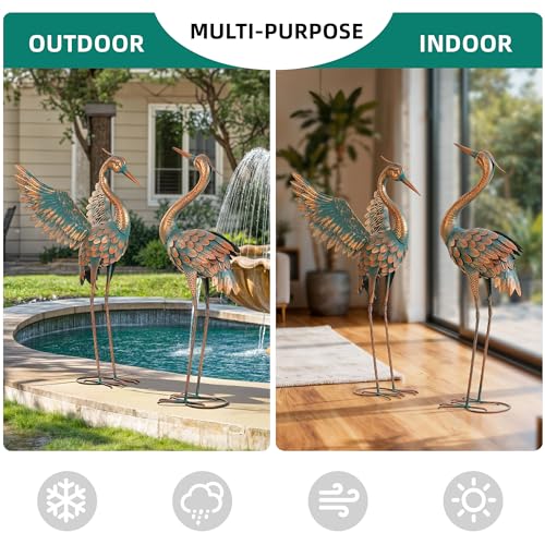 Ultym Extra-Large 36.8" Metal Crane Garden Statue, Handcrafted Blue Heron Decor Sculptures with Stable U-Ground Stakes, Backyard Decoration, Metal Garden Bird Animal Yard Art, Lawn Ornament Decor - Image 4