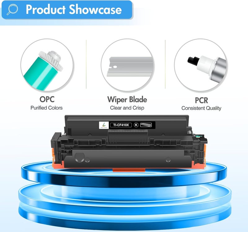 TRUE IMAGE Compatible Toner to Replace HP 410 410A 410X CF410X CF410A Color Laserjet Pro MFP M477fdw M477fdn M377dw M477fnw M452dn M452dw M452nw M452 M477 M377 - 4. 4. 4. Black Pack - Image 5