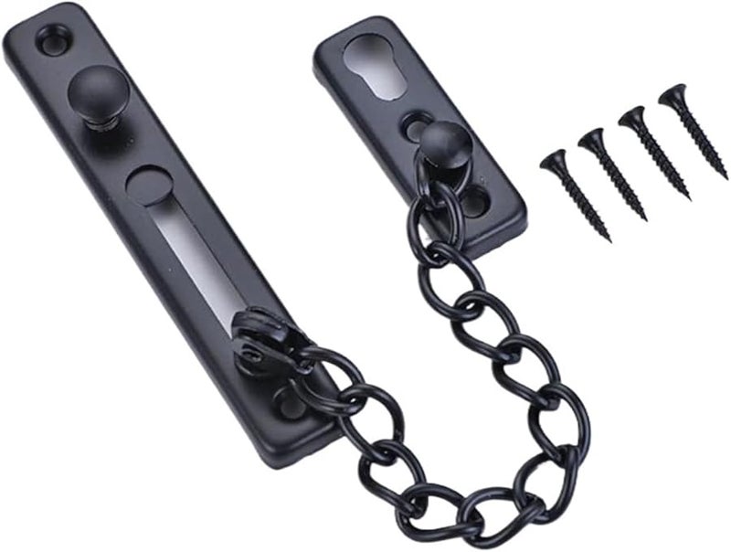 Black Stainless Steel Security Door Lock Anti Theft Latch Sliding Fastener - Image 2