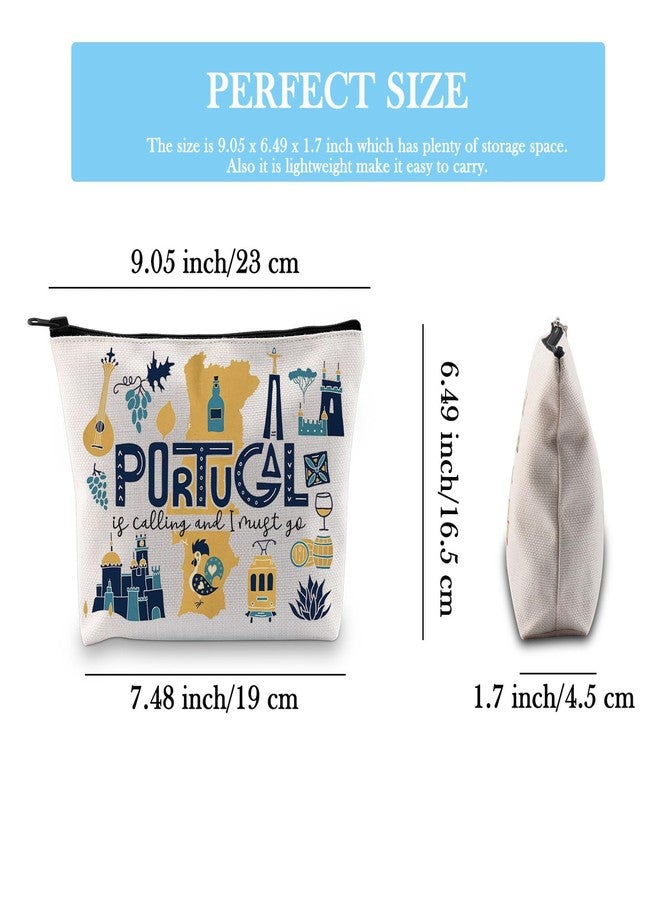 GJTIM Portugal Vacation Travel Gift Portugal Bachelorette Party Gift Portugal Is Calling I Must Go Travel Makeup Bag (Must Go Portugal Bag) - Image 2