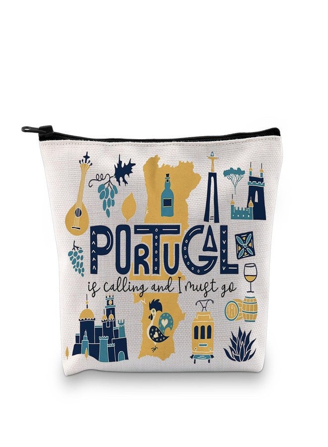 GJTIM Portugal Vacation Travel Gift Portugal Bachelorette Party Gift Portugal Is Calling I Must Go Travel Makeup Bag (Must Go Portugal Bag) - Image 1