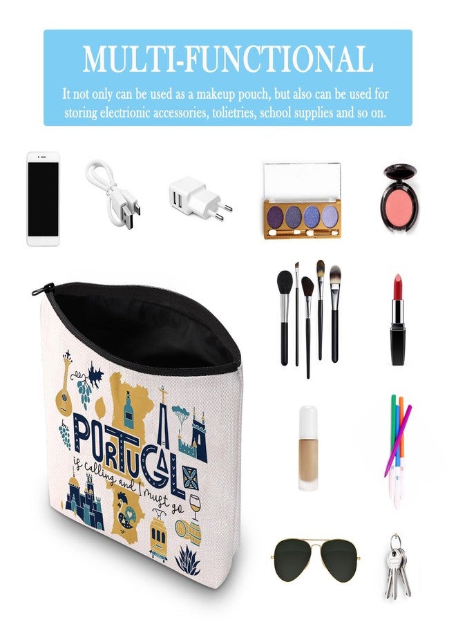 GJTIM Portugal Vacation Travel Gift Portugal Bachelorette Party Gift Portugal Is Calling I Must Go Travel Makeup Bag (Must Go Portugal Bag) - Image 3
