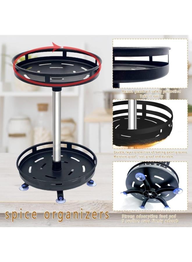 Spices Rack, 2 Layer Lazy Susan Turntable, 360° Rotating Steel Condiment Holder Storage Free Standing, Seasoning Organizer for Kitche - Image 2