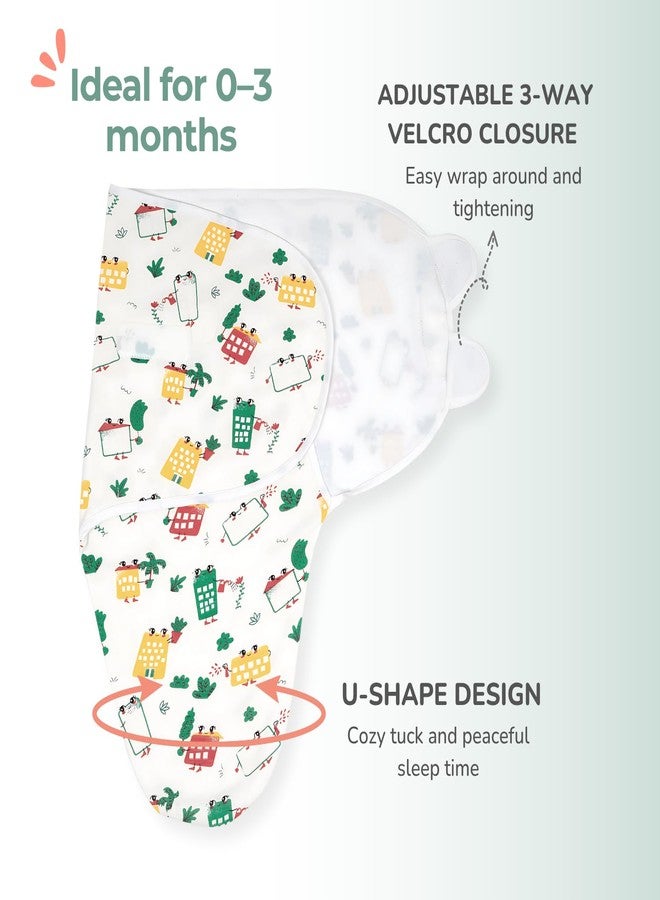 TIDY SLEEP Newborn Baby Swaddle & Hug Me Wrap | 100% Cotton Adjustable Sleep Sack | Soft, Breathable & Lightweight | Velcro Closure for 0-6 Months | White Wildcity - Image 4