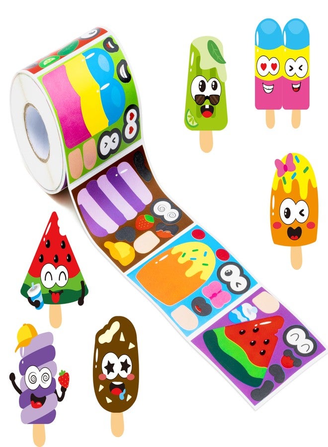 ANGOLIO 300PCS Summer Back to School Ice Cream Making Face Sticker Scene Roll Watermelon Chocolate Dessert Decals DIY Summer Sticker for Holiday Party Favors Classroom Rewards Activities Supplies - Image 1