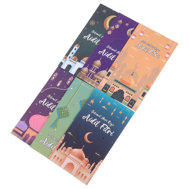 Gift Envelope For Cash Eid Mubarak Money Envelopes Ramadan Envelopes Assorted Color 16.50X9.00X0.20CM Cash Present Holder 6Pcs - Image 4