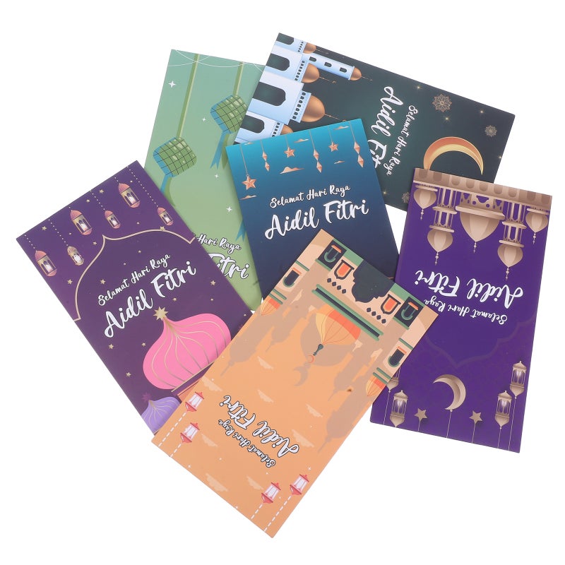 Gift Envelope For Cash Eid Mubarak Money Envelopes Ramadan Envelopes Assorted Color 16.50X9.00X0.20CM Cash Present Holder 6Pcs - Image 5
