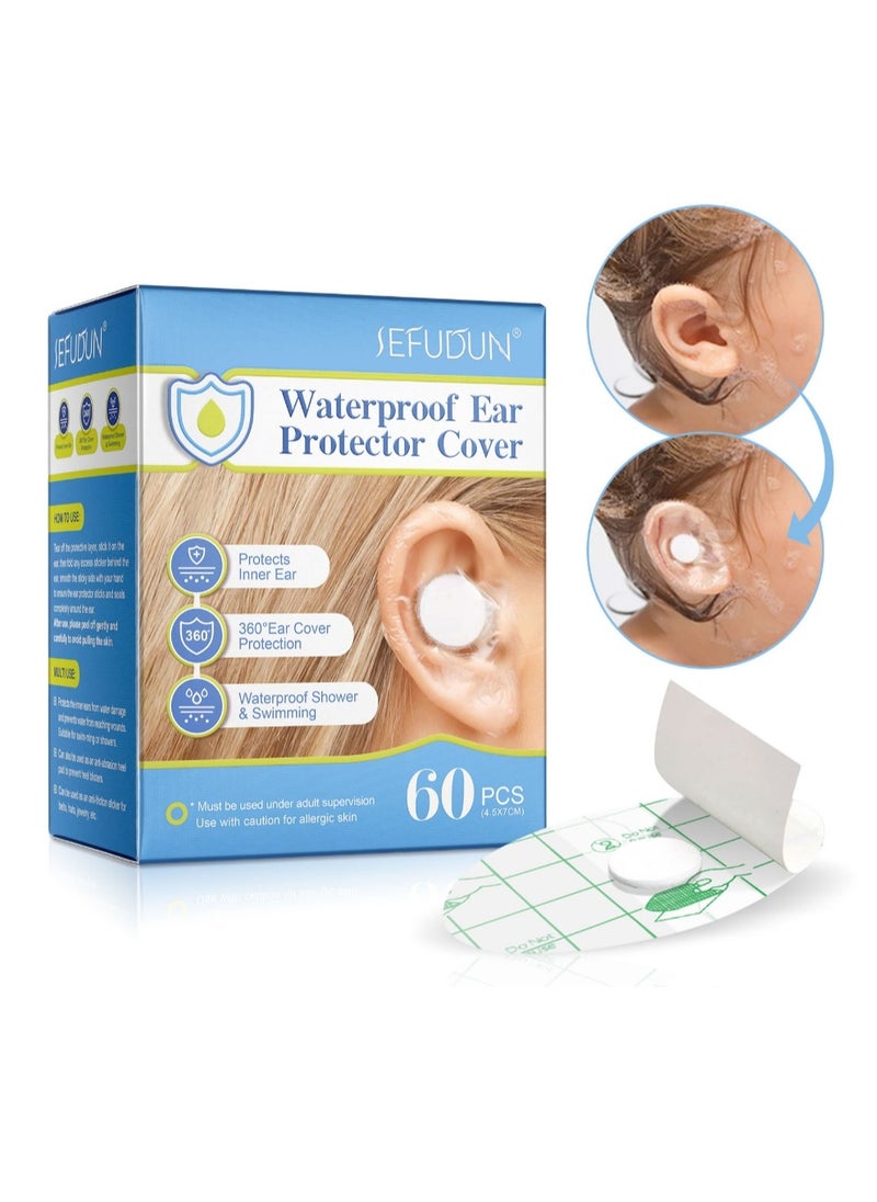 Sefudun 60 Pieces Waterproof Ear Protector Cover for Swimming Shower Ear Protectors with Ear Plugs for Kids Newborn Disposable Ear Covers for Shower Surfing Snorkeling and Other Water Sports  - Image 1