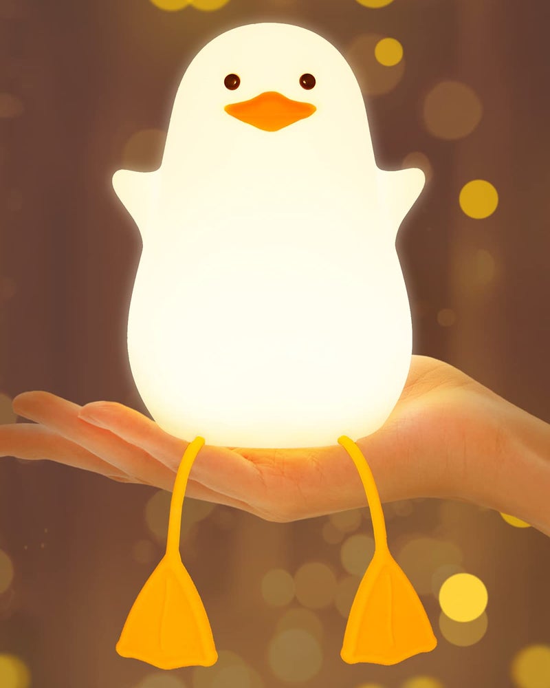 Amaredom Cute Duck Night Light Squishy Duck Lamp Silicone Dimmable Nursery Nightlight Rechargeable LED Bedside Lamp with 20 Minutes Timer  Tap Control for Kids Baby Toddler Decor Bedrooms