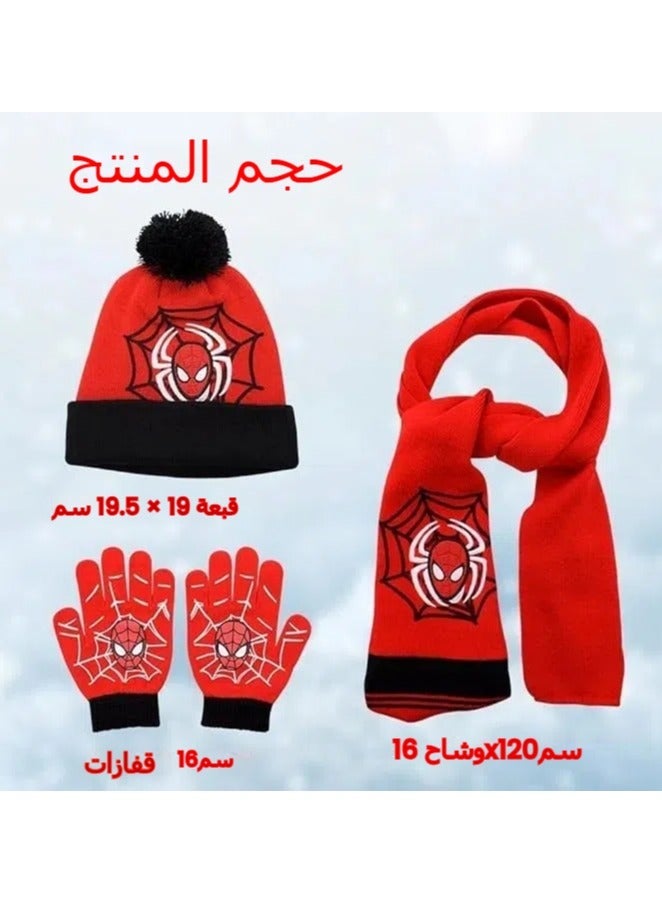 Supperhero Kids Hats Scarf & Gloves Set, Spider Winter Warm Beanie, Kids Scarf Hats Kids Knit Set Suitable for boys aged 2-8 years - Image 4