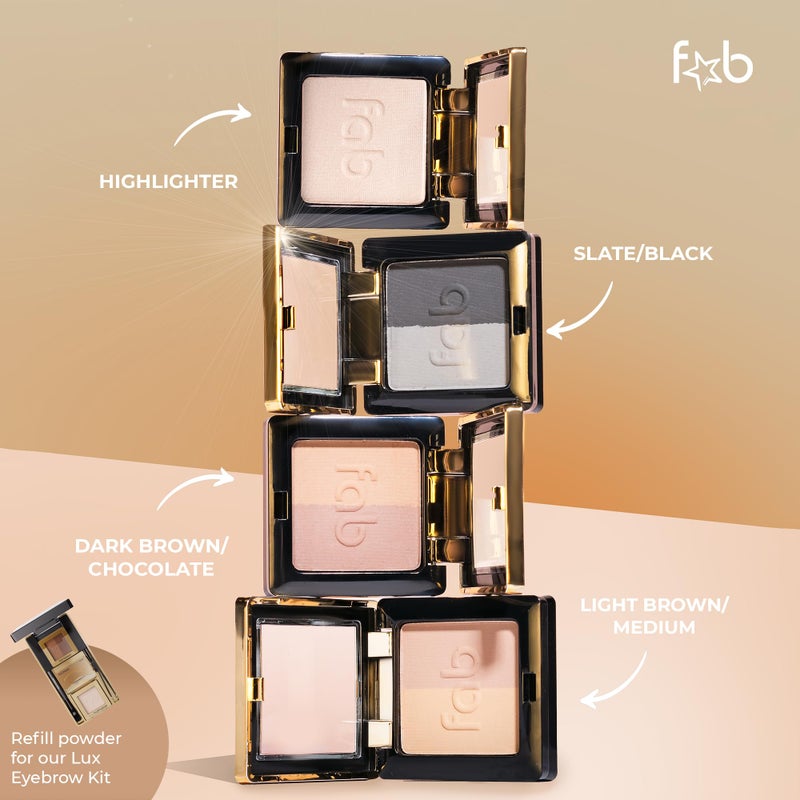 Fab Brows Lux Eyebrow Kit Refill Powder - Soft and Natural Eyebrow Definition for Light Brown/Medium Brows On-The-Go - Image 5