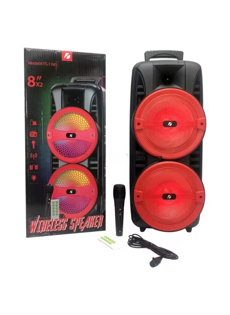 Generic - GREATNICE Wireless Portable 8-Inch Speaker with 2400mAh Rechargable Battery and RGB LED Lighting With wired microphone FM Radio USB TF Card tws mp3 music player Best for Out Door Use - Image 1