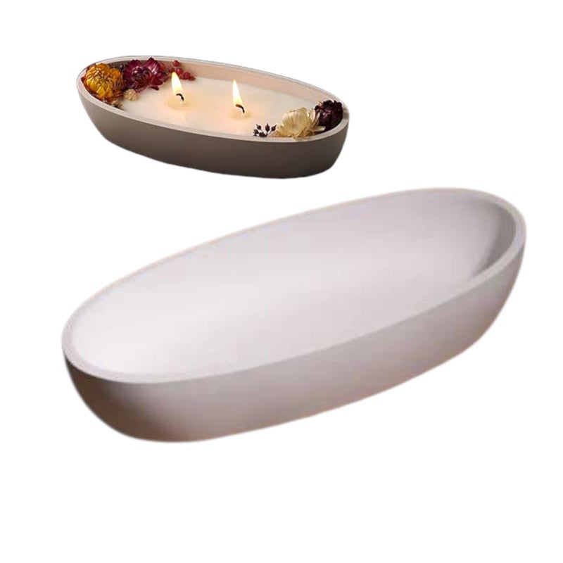 Concrete Oval Plate, Multi-Colour, Ideal for Candles and Home Decor