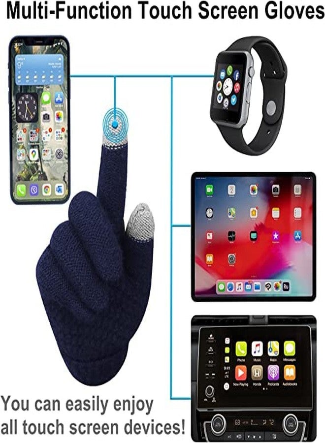 Missby® Winter Hat Scarf Gloves for Men Women - Fleece Lined Slouchy Beanie Snow Knit Skull Cap Circle Scarves Touch Screen Gloves (Blue(NeckSet+Gloves)) - Image 2