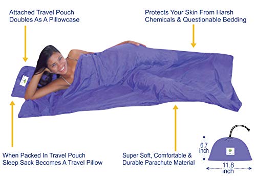 Hammock Bliss Sleep Sack - Travel and Camping Sleeping Sheet - Sleeping Bag Liner and Travel Pillow - Dream in Bliss (Purple) - Image 3