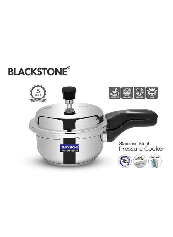 BLACKSTONE - 2 Ltr Pressure Cooker, Stainless Steel Cooker with Comfortable Handle Induction Compatible Base - Image 1