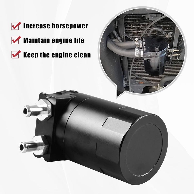 RULLINE Universal 350ml Reservoir Tank Oil Catch Can with Bracket - Black Aluminum Polish Baffled Design - Image 4