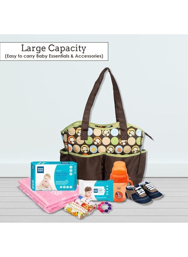 Mee Mee Nursing Diapers Bag |Adjustable Strap,Water&Stain Resistant BackPack |Spacious Bag With Multi Pockets for Keeping Milk Bottle With Diaper Changing Mat |All Baby Essentials In1 Bag (Brown) - Image 3