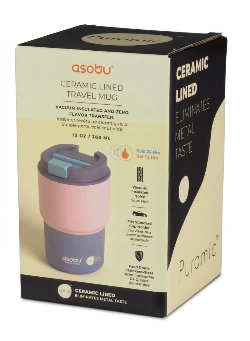 Asobu Ceramic Lined Travel Mug 12oz/360ml Pastel Pink, Vacuum Insulated Stainless Steel Coffee Mug, No Metal Taste, Leakproof Lid, BPA Free Reusable Cup for Hot & Cold Drinks, Car Cup Holder Friendly - Image 3