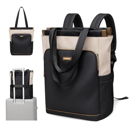 GOLF SUPAGS Convertible Laptop Backpack for Women Casual Daypack Notebook Tote Bag for Work College Travel Leisure Black White - Image 1