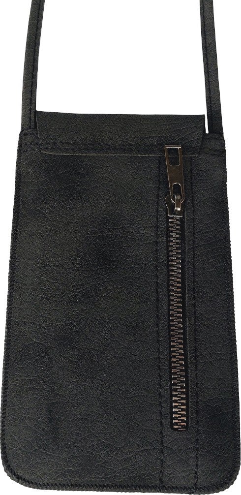 Cemmys Women's Cross Nubuck Shoulder Phone Bag Case - Floral Black  - Image 3