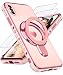 Liufcx for iPhone Xs Max 65 Love Heart Kickstand Case with 2X Screen Protector Luxury Plated Gold Edge Slim Soft TPU Shockproof Protection Case Cover for iPhone Xs Max Pink - Image 2