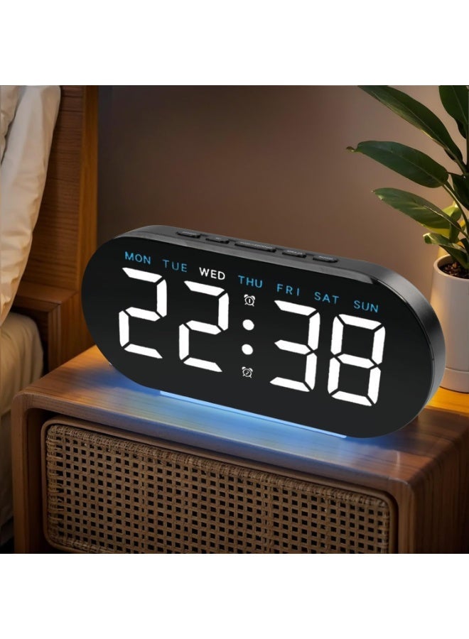 7.8'' Digital Alarm Clock,LED Digital Clock with Ambient Light, with Day/Date/Temperature / 12 / 24H / Dual Alarm/Snooze, Bedside Desk Table Clock, for Office Bedroom Kids Elderly - Image 1