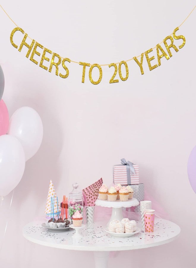 WeBenison Gold Glitter Cheers to 20 Years Banner for 20th Birthday / 20th Wedding Anniversary / 20th Birthday Party Decorations - Image 3