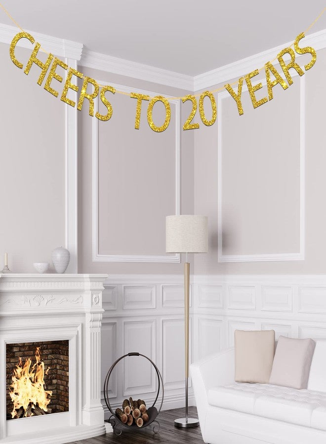 WeBenison Gold Glitter Cheers to 20 Years Banner for 20th Birthday / 20th Wedding Anniversary / 20th Birthday Party Decorations - Image 4
