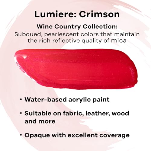 Jacquard Lumiere 8oz Fabric Paint Crimson - Metallic Paint for Fabric Paper Wood Ceramic and Metal - Light-bodied Metallic Acrylic Paint - Lightfast & Vibrant Metallic Acrylic Paints - Image 2