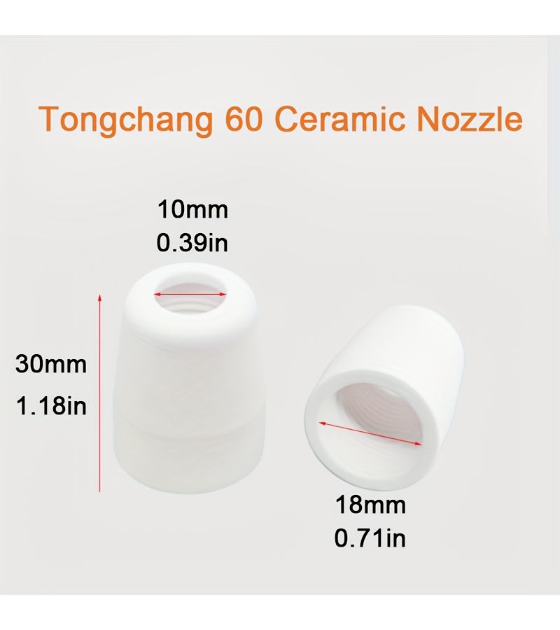 Tongchang 60 Plasma Cutting Gun Parts 2 Ceramic Nozzles Electrode - Image 4
