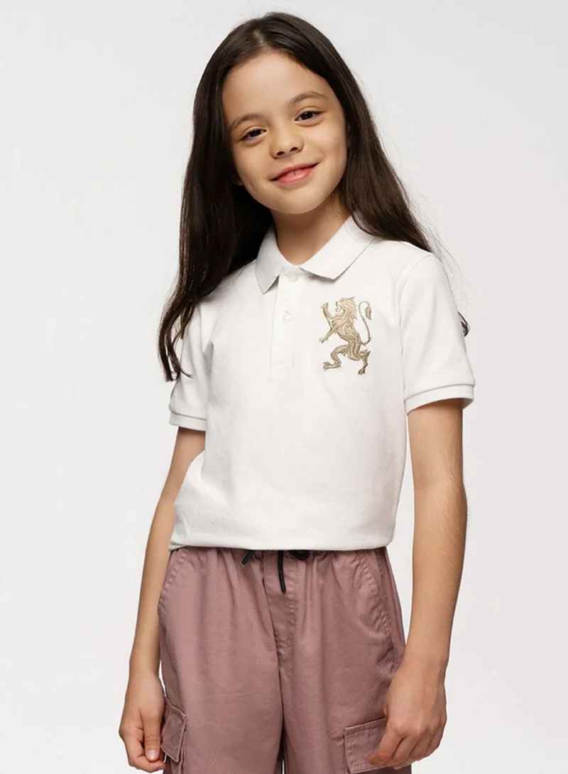 GIORDANO Kids' Lion Polo: 3D Embroidery, Comfort Piqué, Classic Style