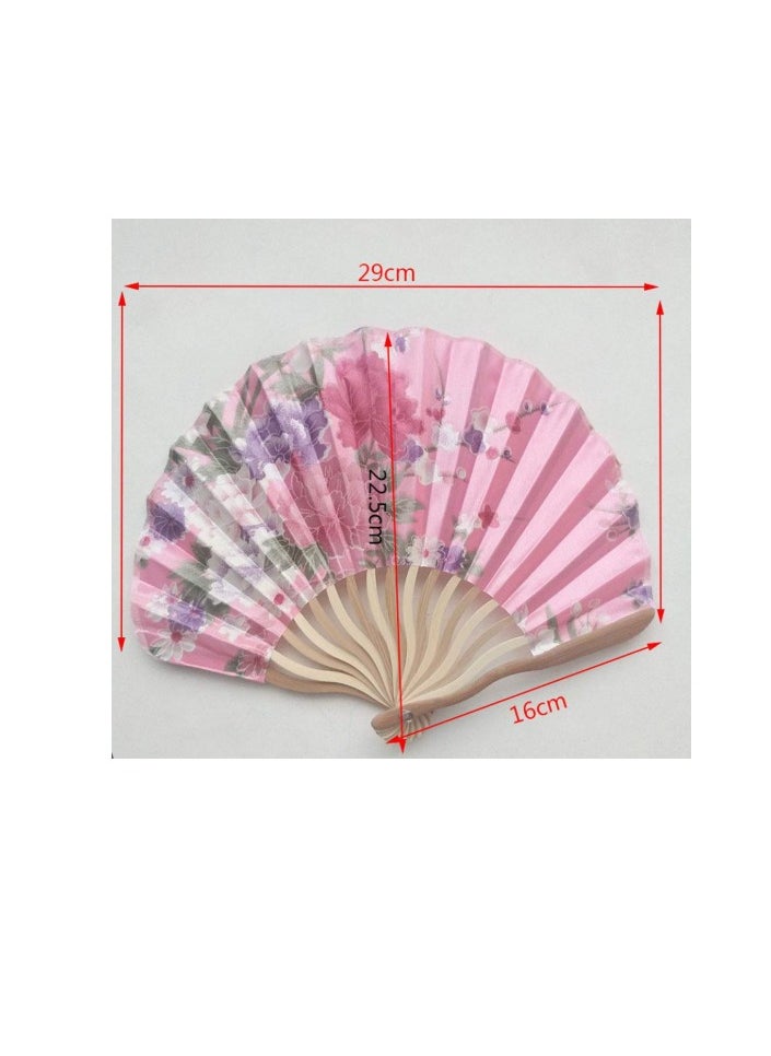 Generic - Chinese Style Folding Hand Fans, Silk Bamboo Folding Hand Fans, wonderful design & colours-multi colour - Image 1