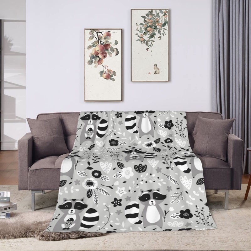 Funacola Cute Raccoon Throw Blanket Super Soft Warm Bed Blankets for Couch Bedroom Sofa Office Car  All Season Cozy Flannel Plush Blanket for Girls Boys Adults  80""X60"" - Image 4